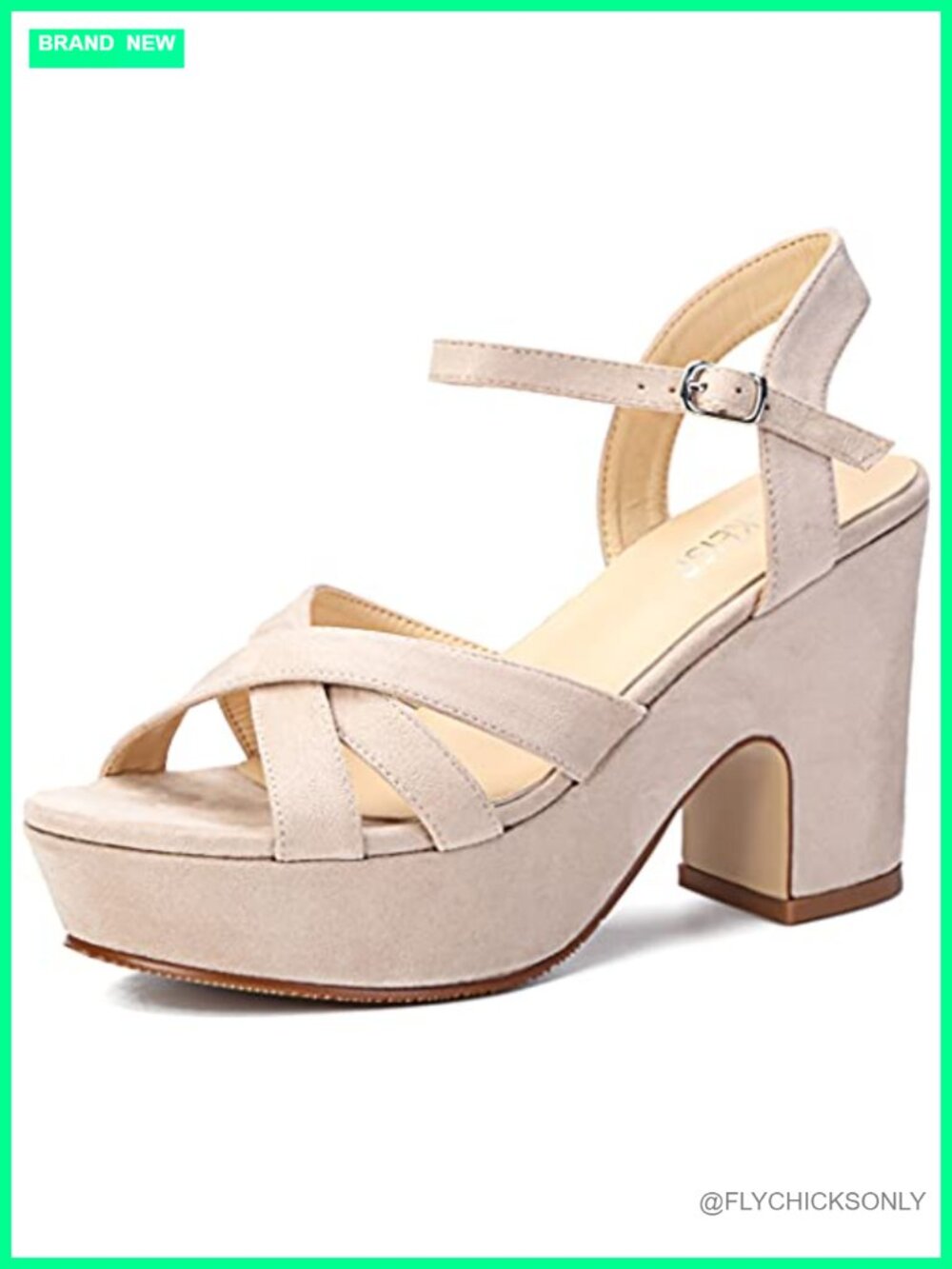 Platform Wedge Sandals Ankle Strap Block Heel Suede Open Toe